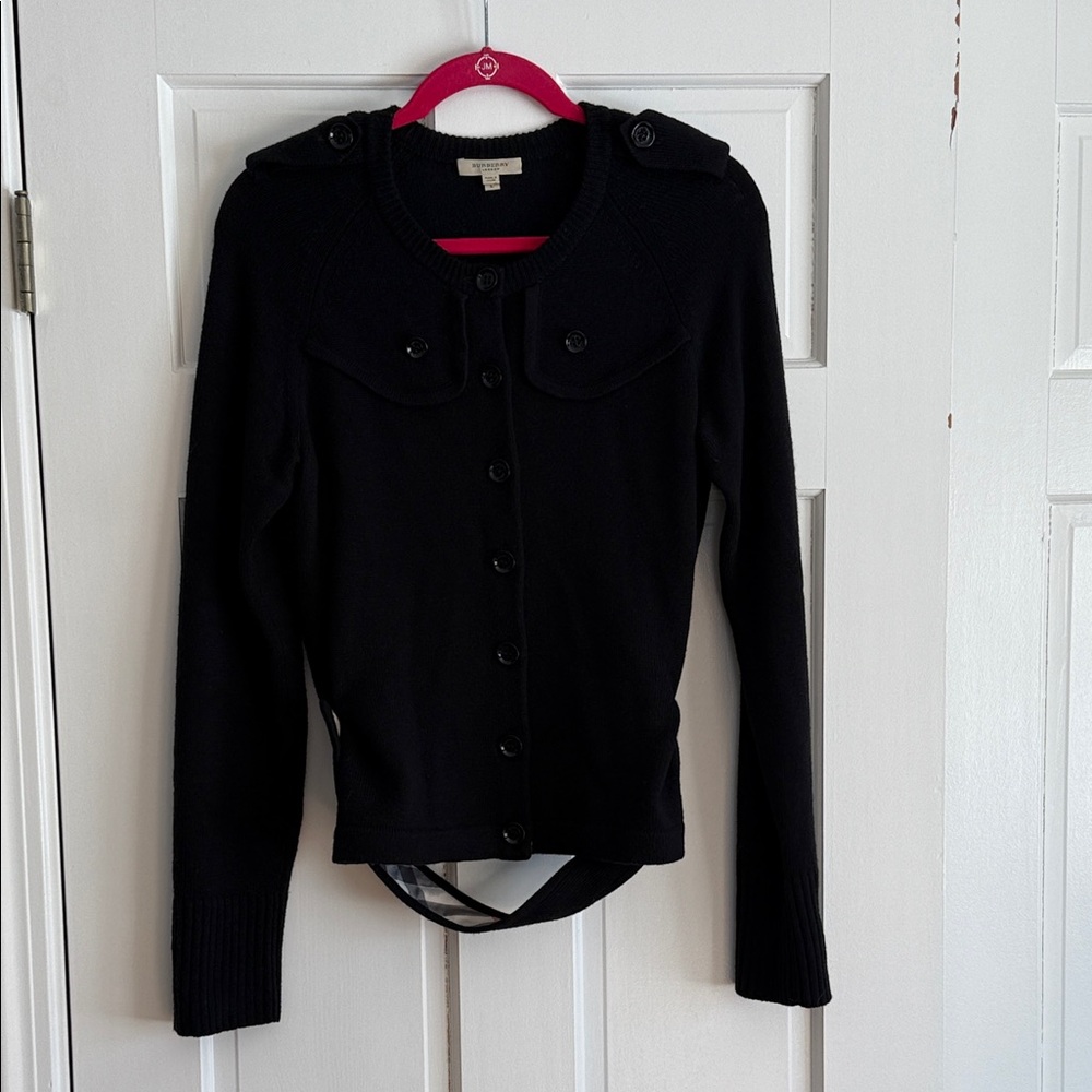 Burberry black cardigan sweater sz L